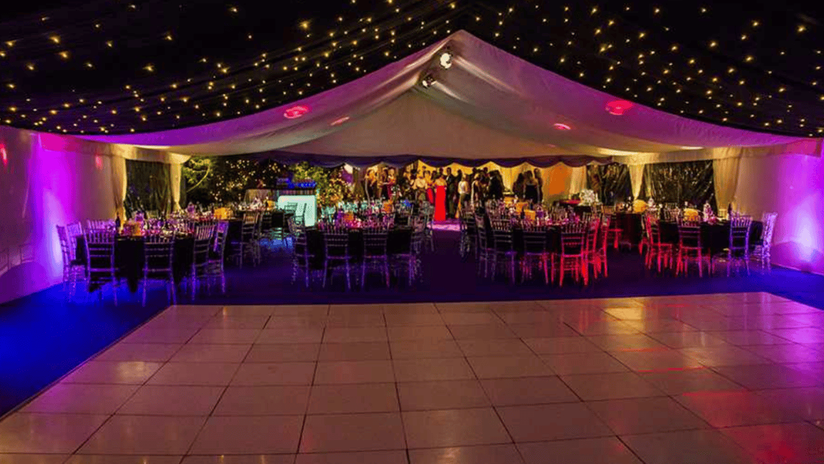 The finished structures in use during the event